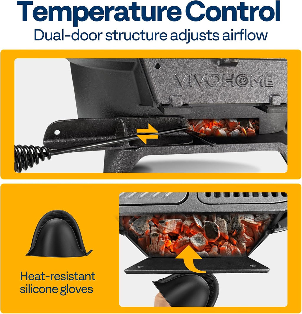 VIVOHOME Oval Cast Iron Grill with Interchangeable Grates & Griddle