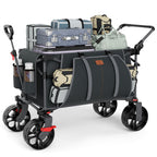 EVER ADVANCED Folding Push Wagon with Brakes, Portable Shopping Cart