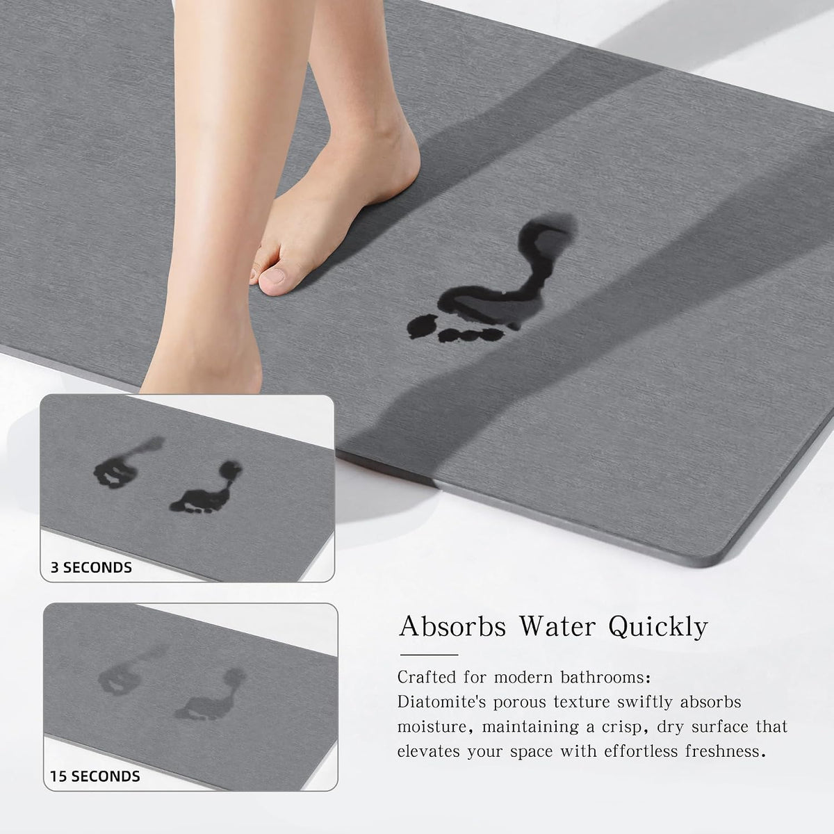 THMINS Extra Large Stone Bath Mat, 36''x24'' Stone Shower Mat