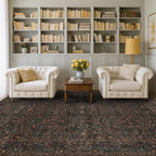 Floral Dark Green Washable Area Rugs 8x10, Vintage Living Room Rug