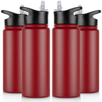 32 oz Insulated Water Bottle Bulk 8 Pack, Stainless Steel Sports Water Bottles with Straw Lid & Wide Mouth Lids, Double Walled Vacuum, Leak Proof, White