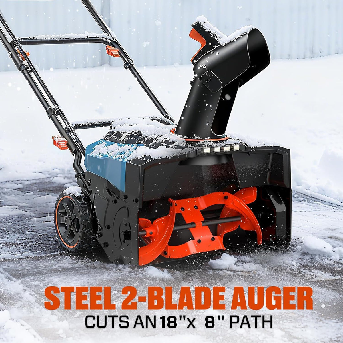 SENIX 40V 18'' Cordless Snow Blower,2×4.0Ah Batteries, Steel Auger