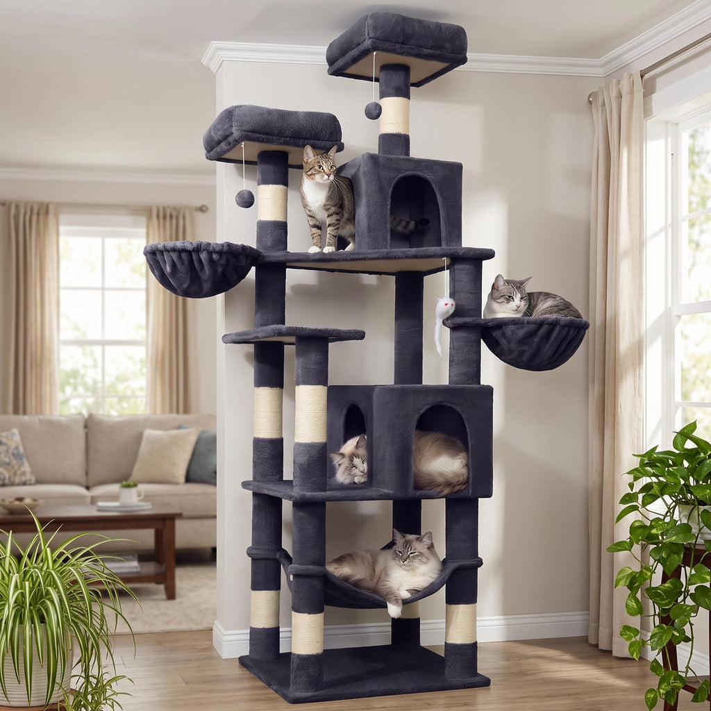 AMHANCIBLE Cat Tree Tower, 70 Inch Heavy Duty Cat Tree for Large Cats