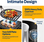 VIVOHOME Oval Cast Iron Grill with Interchangeable Grates & Griddle