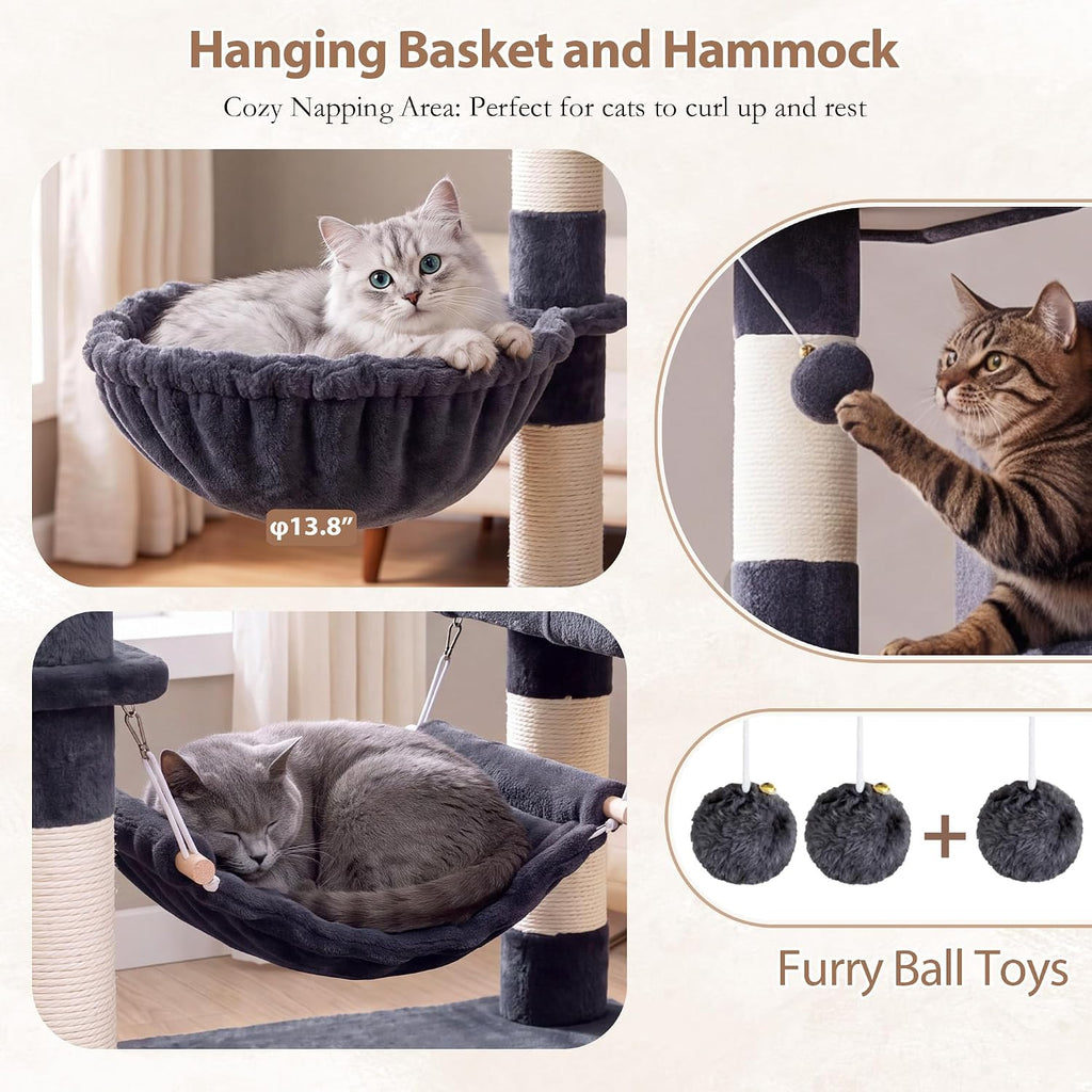 Gitelsnour Cat Tree, 71'' Tower for Large Cat with Scratching Post, GCT032G