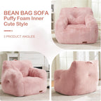 Hobestluk Furry Bean Bag Chair with Arms, Foam Filler for Adult, Pink