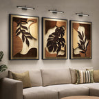 Large Framed 3D Wood Boho Tropical Wall Decor for Living Room, 24x36 Inch