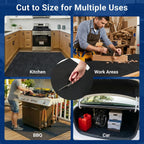 FLEXIMOUNTS 17x8 Ft Extra Large Garage Floor Mat - Waterproof Oil Absorbent Surface, Stay-in-Place Garage Flooring Roll for Under Car (Includes Double Sided Tape)