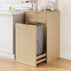ZIFTY Pull Out Trash Can Cabinet for 13 Gallon Bin, Laundry Hamper, White