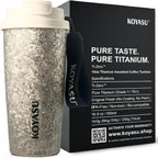 KOYASU Ti-Zero 16oz Pure Titanium Cup - Ultralight Camping Gear - 42% Lighter than Steel, Rugged Crystallized Matte Finish for Hiking & High-Performance Adventure, Double Wall Vacuum Flask (Frost)