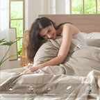 MooMee Duvet Cover Set 100% Washed Cotton Linen Like King