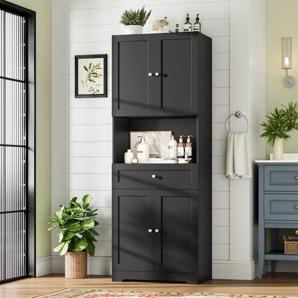 HIFIT Tall Bathroom Storage Cabinet with Drawer, Modern Linen Cabinet,White