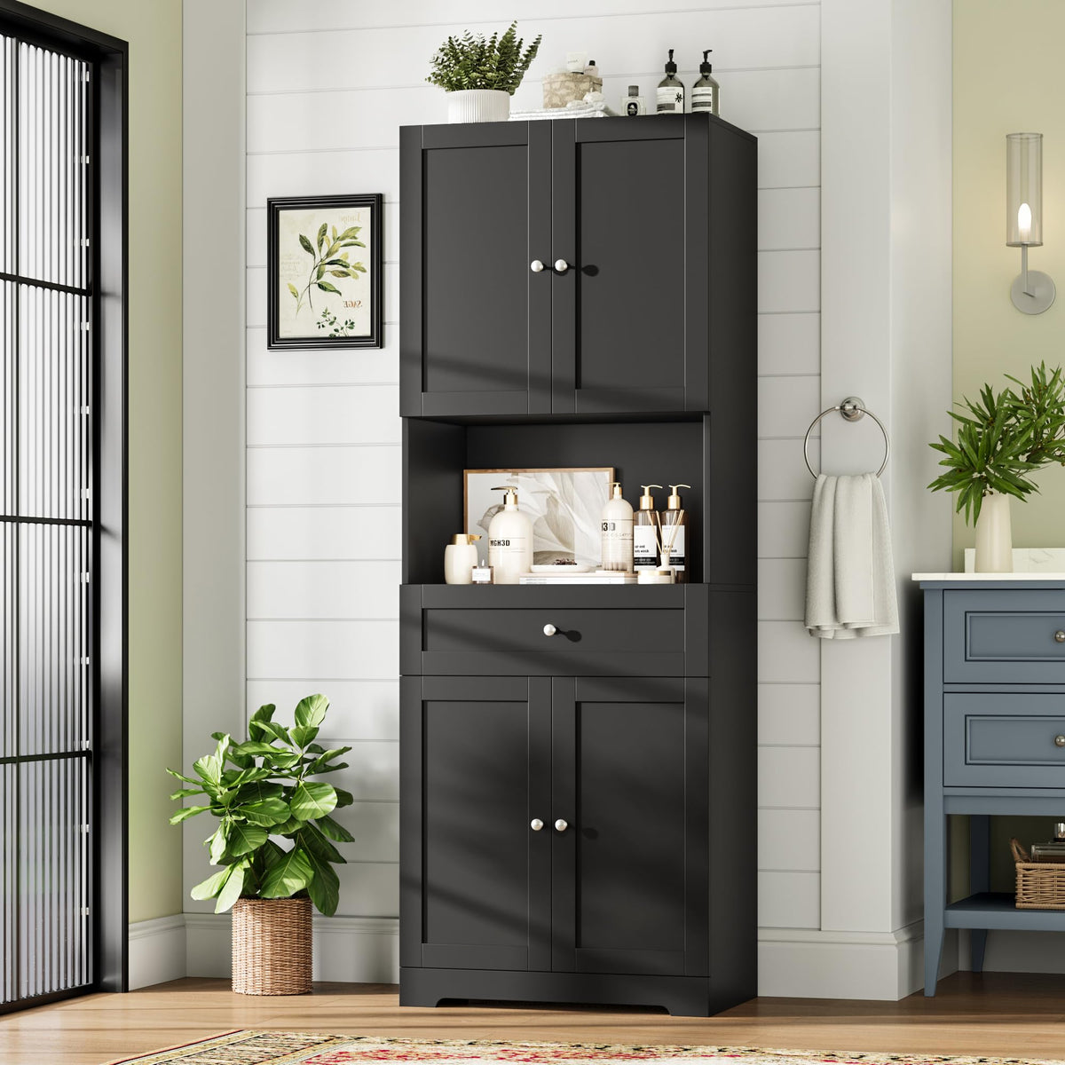 HIFIT Tall Bathroom Storage Cabinet with Drawer, Modern Linen Cabinet,White