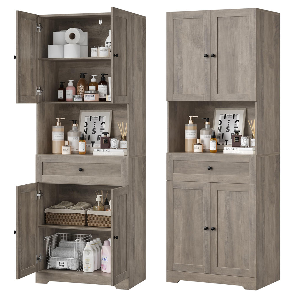 HIFIT Tall Bathroom Storage Cabinet with Drawer, Modern Linen Cabinet,White