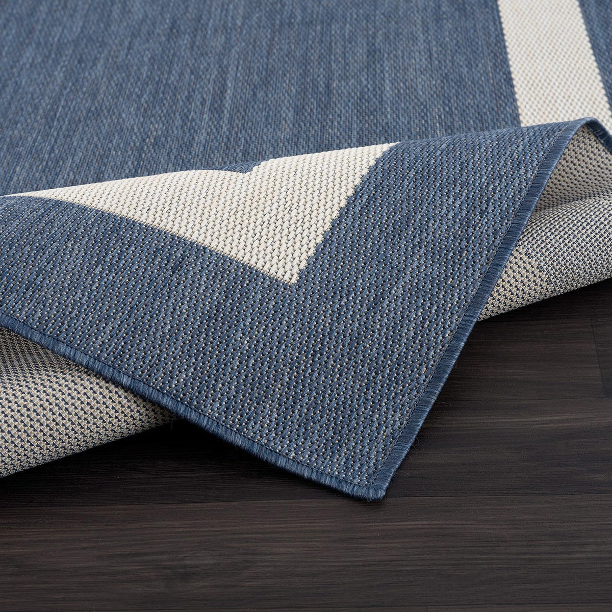 CAMILSON Outdoor Rug 6x9, Modern Outside Rugs for Patios Porches Waterproof Durable Washable Non-Shedding, Easy-to-Clean Indoor Outdoor Area Carpet (6 x 9, Bordered - Blue/White)