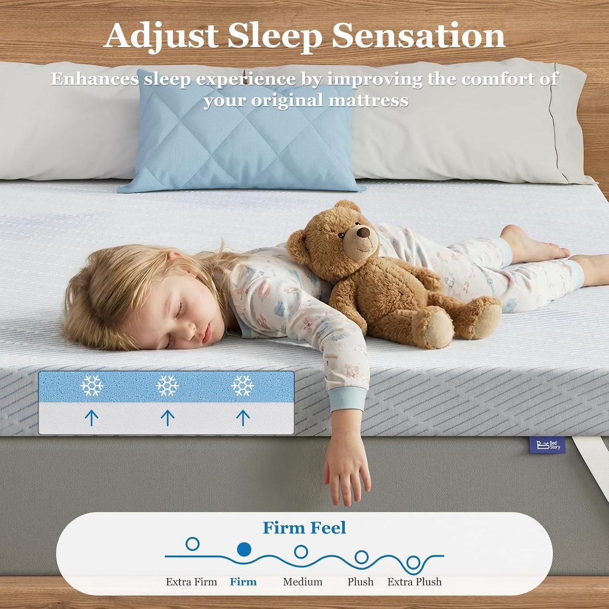 BedStory 3 Inch Full Size Firm Mattress Topper, No Odor