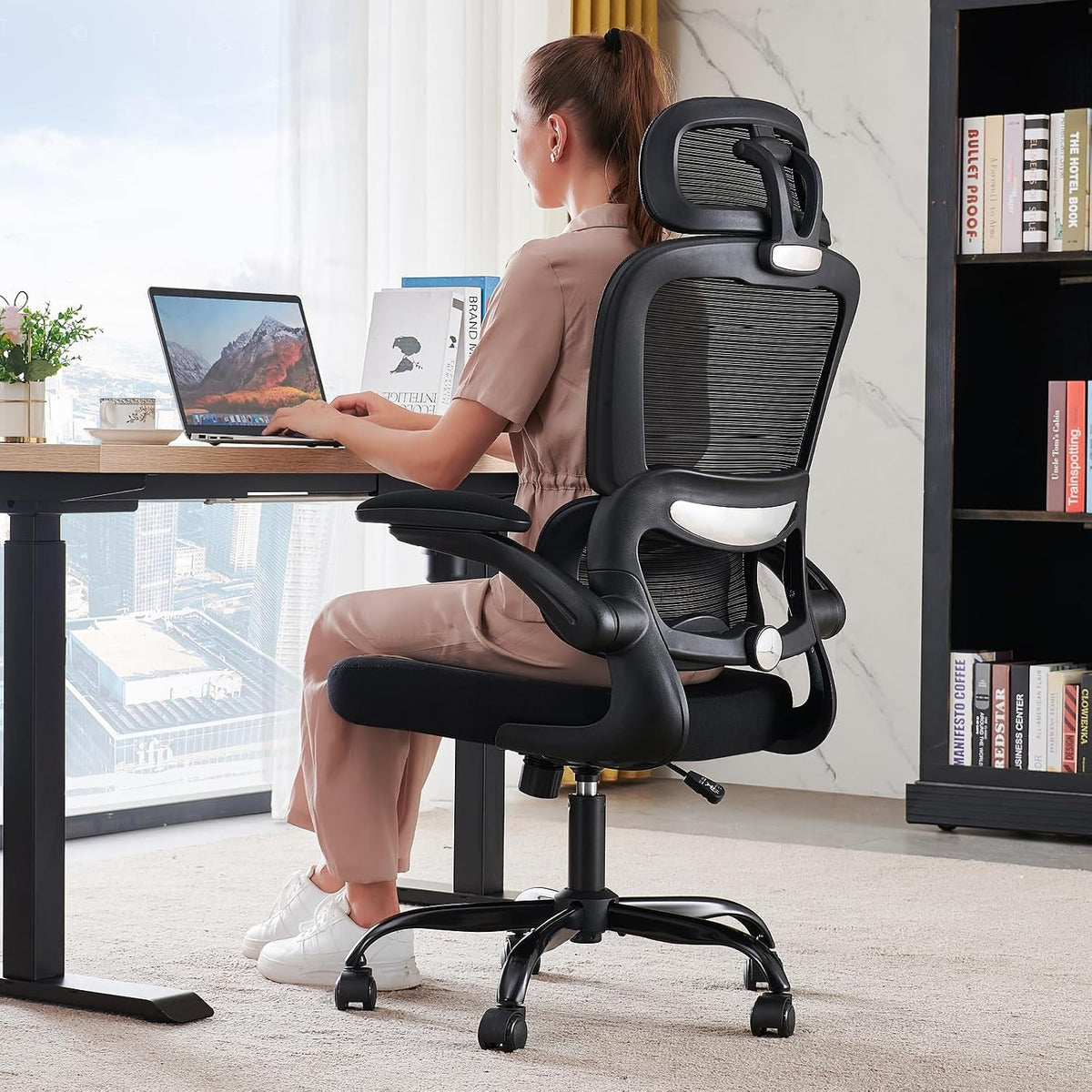TRALT Office Chair Ergonomic Desk Chair with Lumbar Support Black, 1