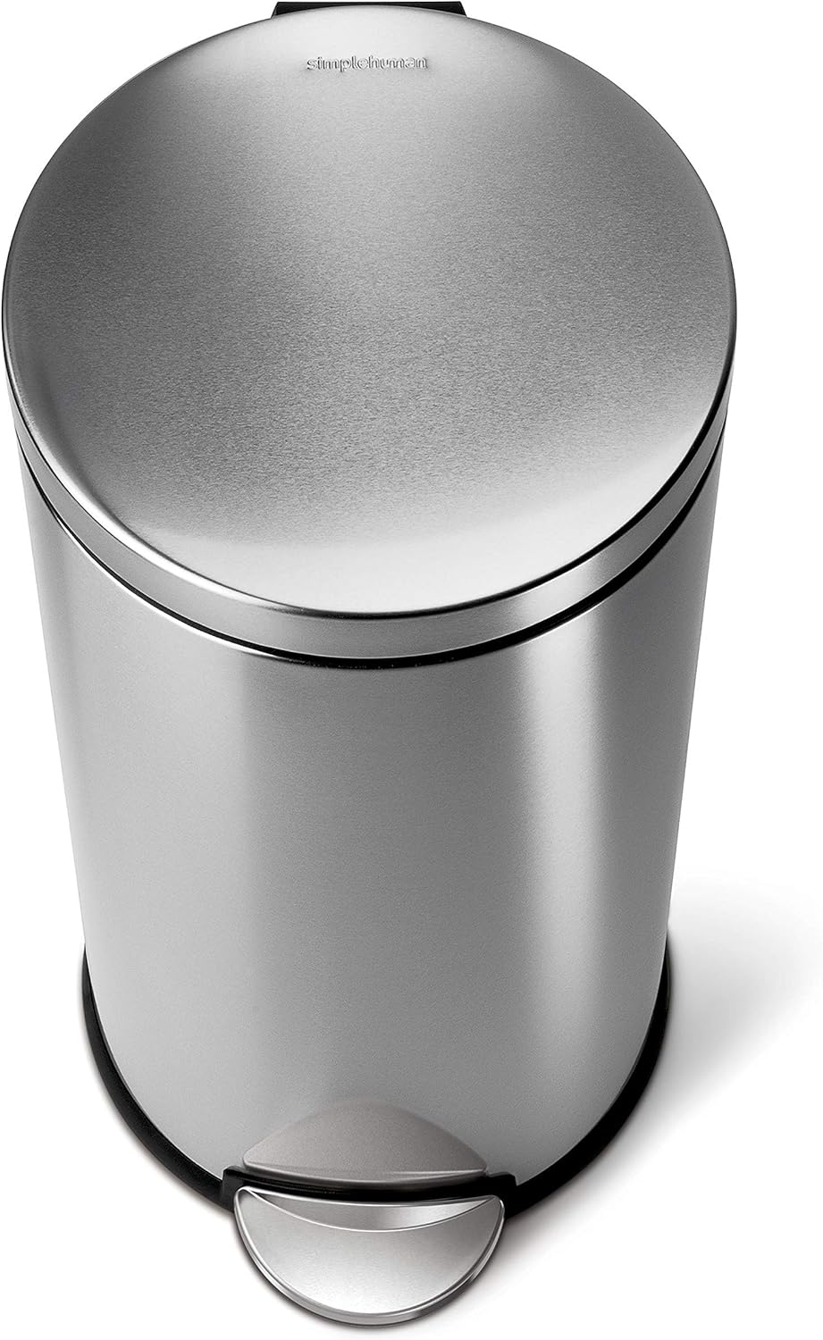 simplehuman Round Step Can, 30L / 8 Gallon Kitchen Trash Can, Iconic Round Shape, 150,000-Step Pedal, Lid Shox® Silent Close, Removable Inner Bucket, Brushed Stainless Steel