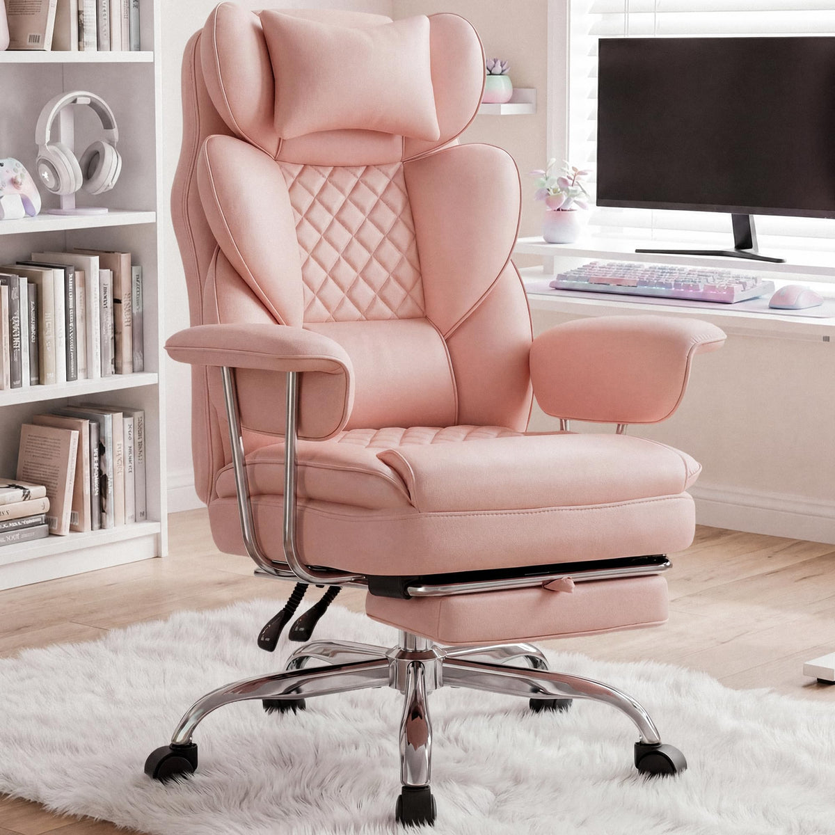N-GEN GAMING Big and Tall Gaming Chair with Footrest, Reclining Chair,Black