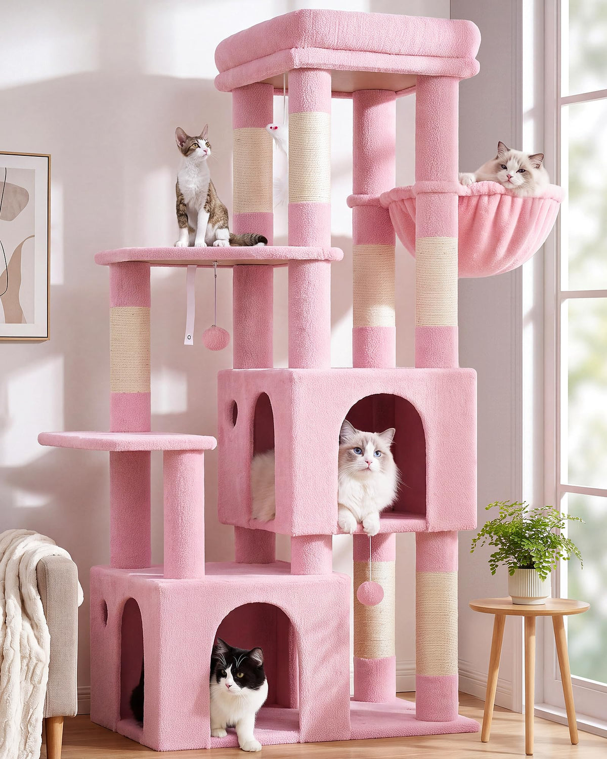 Globlazer Heavy Duty Cat Trees for Big Cats Maine Coon, F61, Light Grey