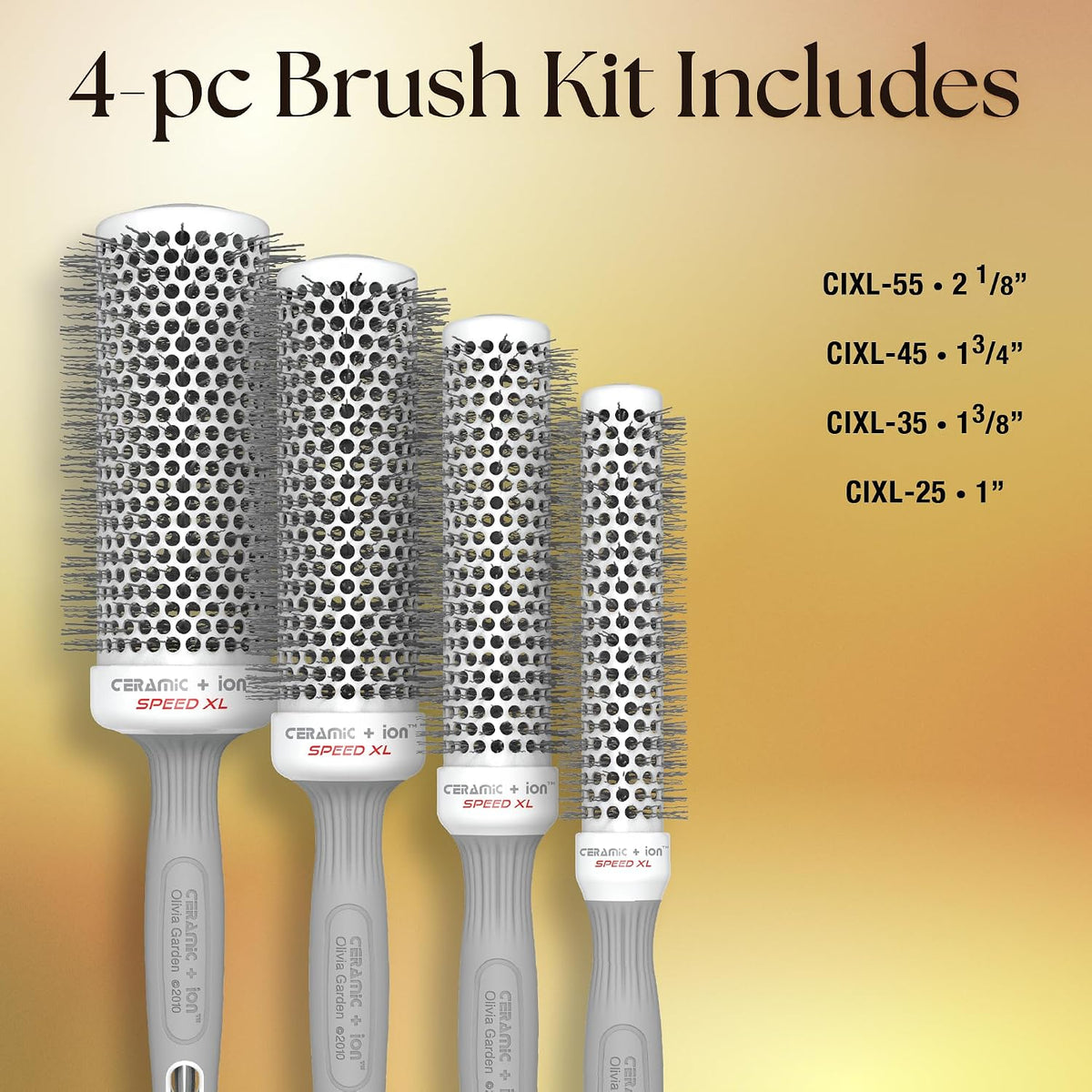 Olivia Garden Ceramic + Ion Speed XL - Extra-Long Round Thermal Hair Brush - Not Electrical - Professional Blowout Brush for Normal to Thick Hair