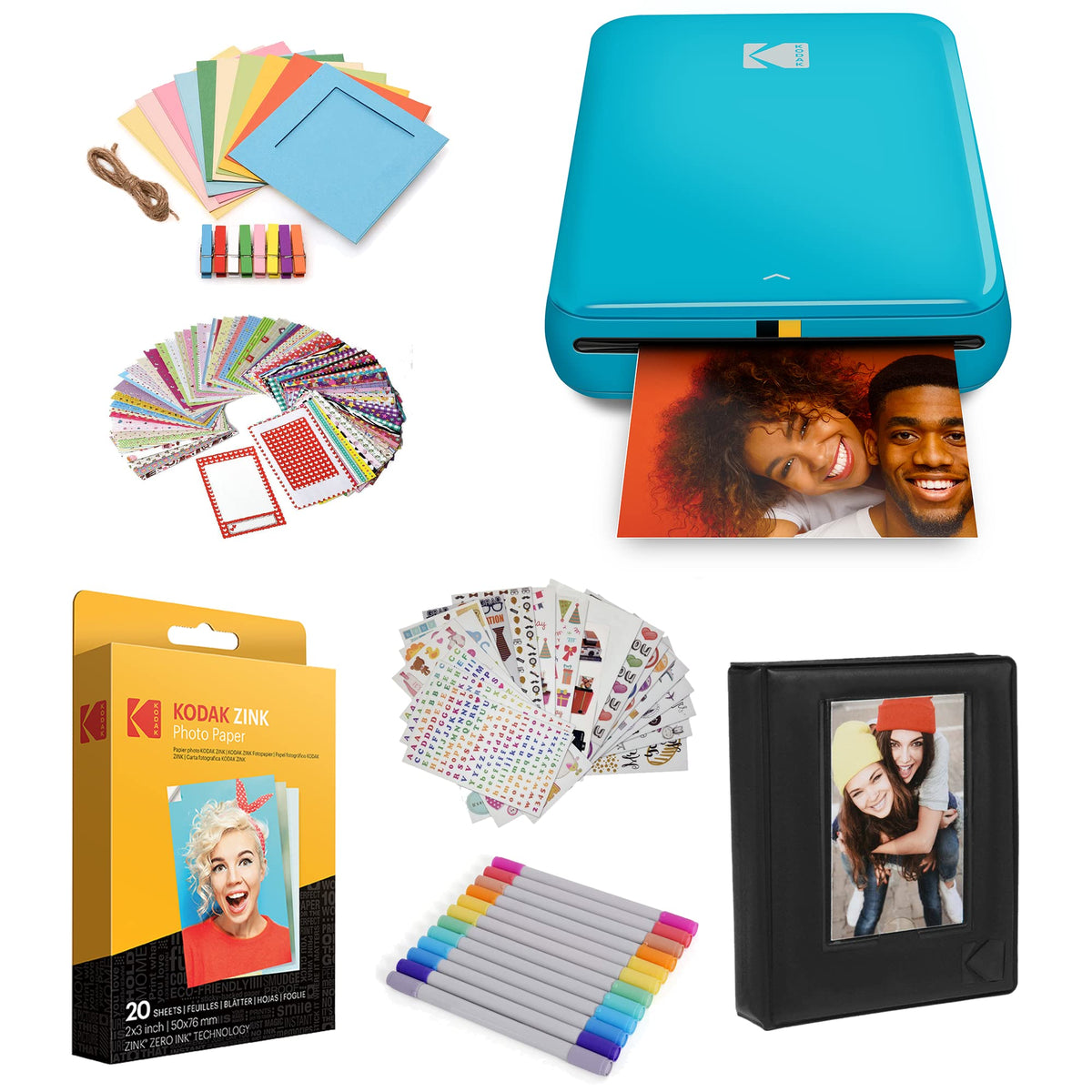 KODAK Step Printer Wireless Mobile Photo Printer with Zink Zero Ink Technology & Kodak App for iOS & Android (White) Gift Bundle