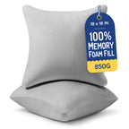 AM AEROMAX 18x18 Memory Foam Throw Pillow Inserts, 4 Pack, Square, White
