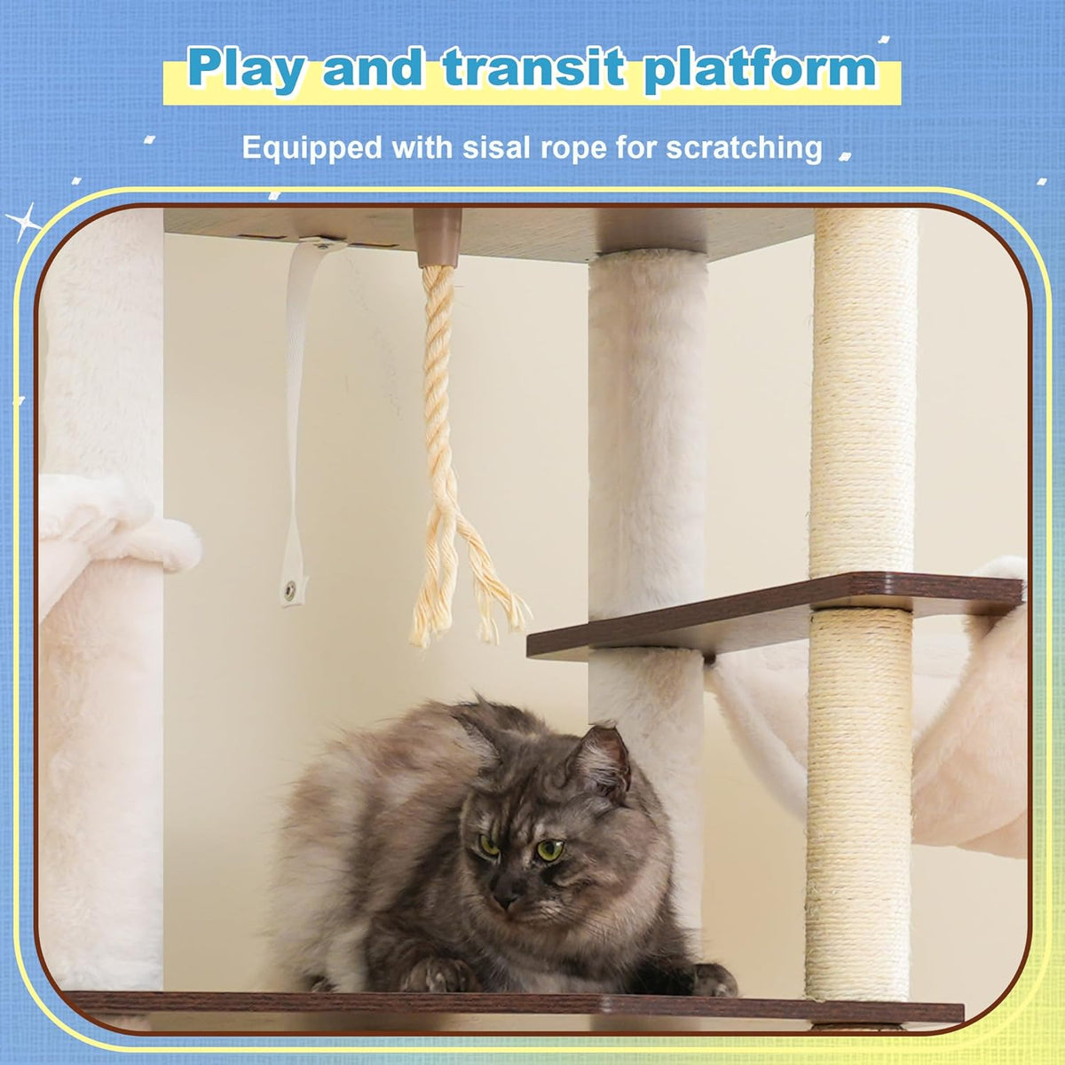 Hey-brother Wooden Cat Tree, Furniture Tower with Large Platforms, MPJ121SR