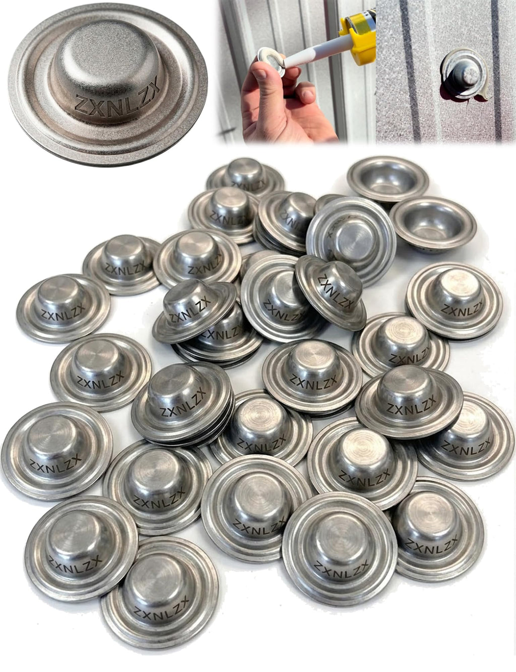 Metal Roof Bolt Caps, No Screw Removal Seals Over Existing Screws Heads Required Watertight Seal for Metal Roofing Protection Against Future Leaks Durable Aluminum Zinc for Home Projects (150)