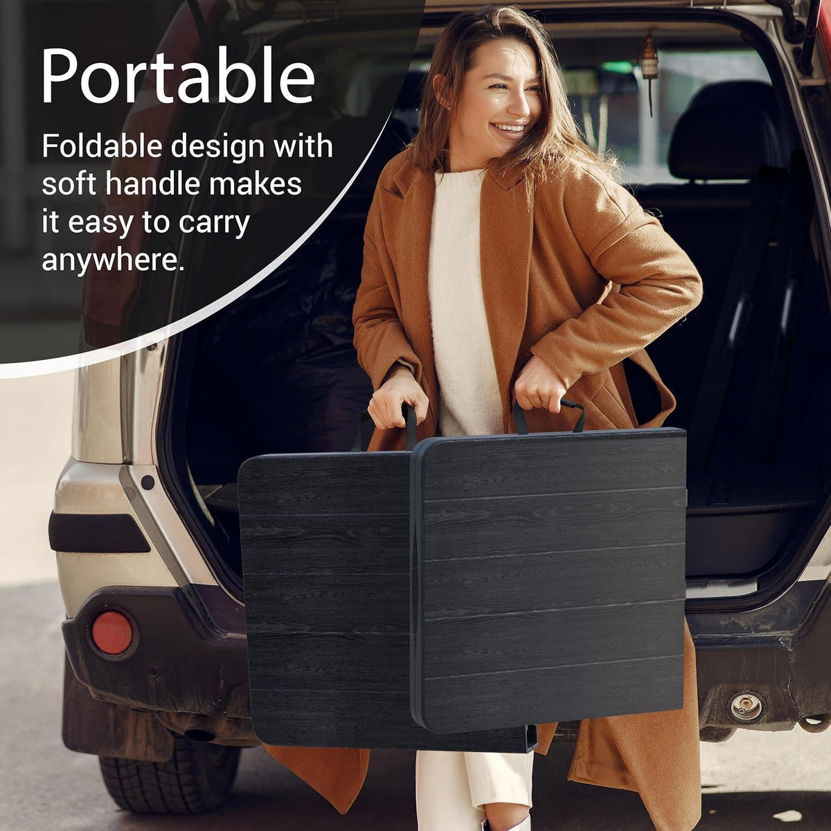 2 PACK of 4 Feet Foldable Table Adjustable Height with Built in Handle, Steel Legs | 4FT Heavy Duty Portable | Perfect for Party Dining Wedding Events Picnic Indoor Outdoor Camping Folding - 4 Foot