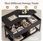 OLIXIS Coffee Table with Storage for Home Living Room Office, Black