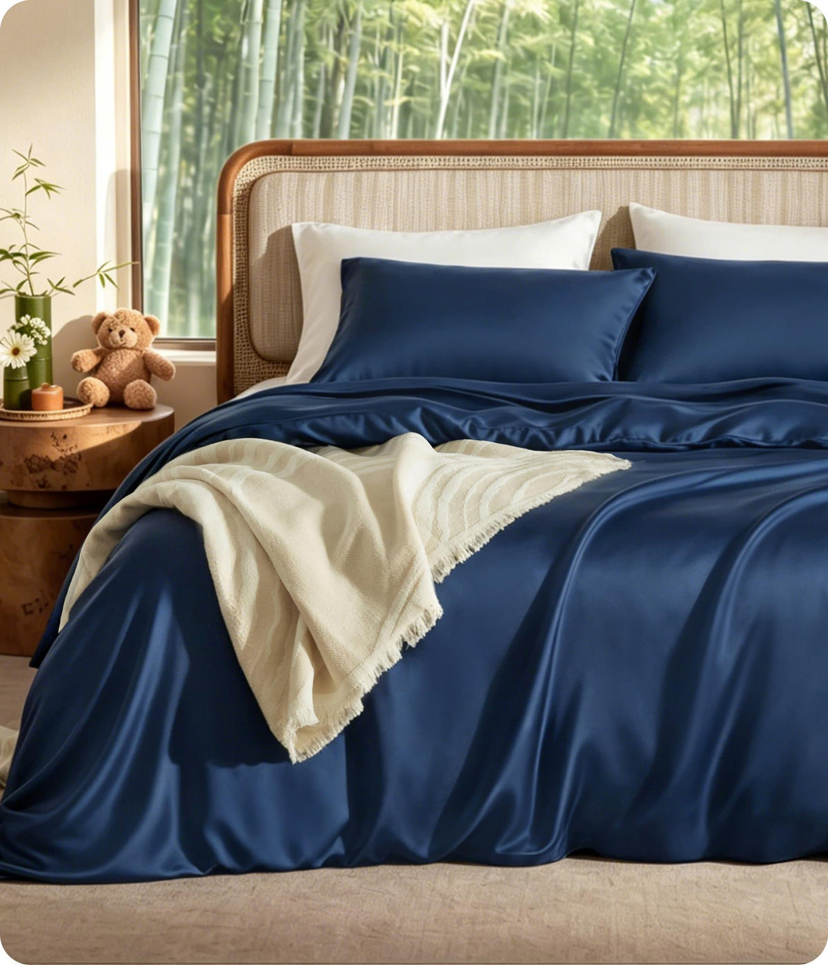 Bedsure PureWoven 100% Organic Bamboo Cooling Duvet Cover Set, King, Green