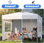 10x10 Pop Up Canopy Tent with One Push Setup, 3 Adjustable Heights, White