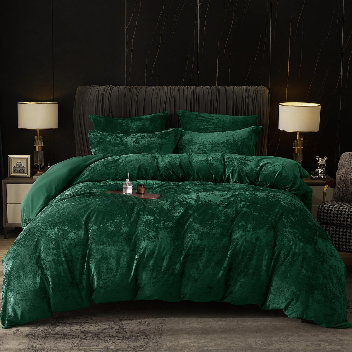 PHF Luxury Velvet Duvet Cover Set King Size, 3pcs 104" x 90", Cub