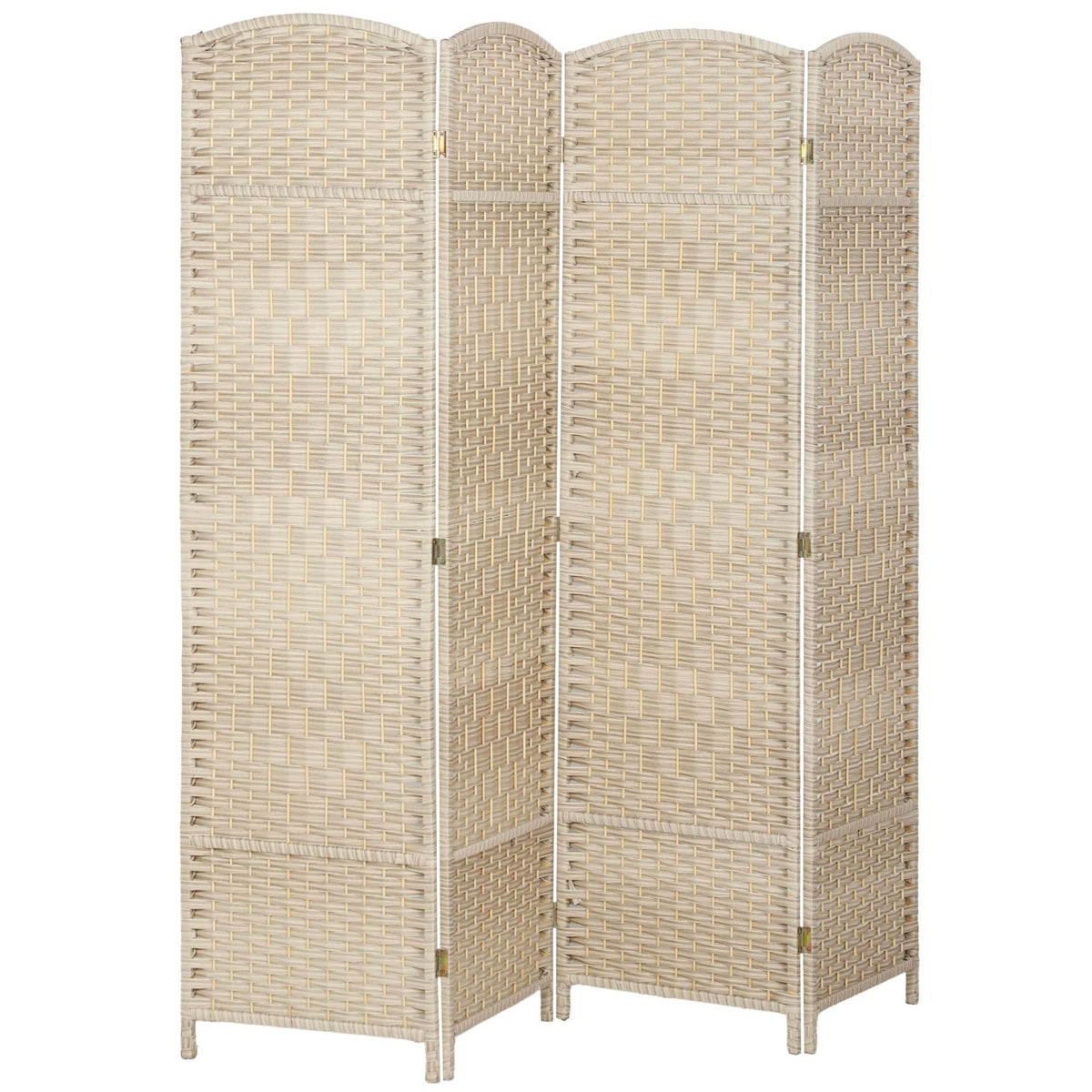 HOMCOM 3 Panel Room Divider 6 Ft Privacy Screen Hand-Woven Washed Oak