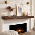60x8x3in Rustic Fireplace Mantel Pine Wood, Weathered Brown