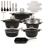 27piece Kitchen Pots And Pans Set Ceramic Home Nonstick Cookware Sets,a Heat-Resistant Glass Lid And Handles,Silicone Kitchenware Included|For Induction Cooktops Dishwasher Safe（Beige Sleek Style）