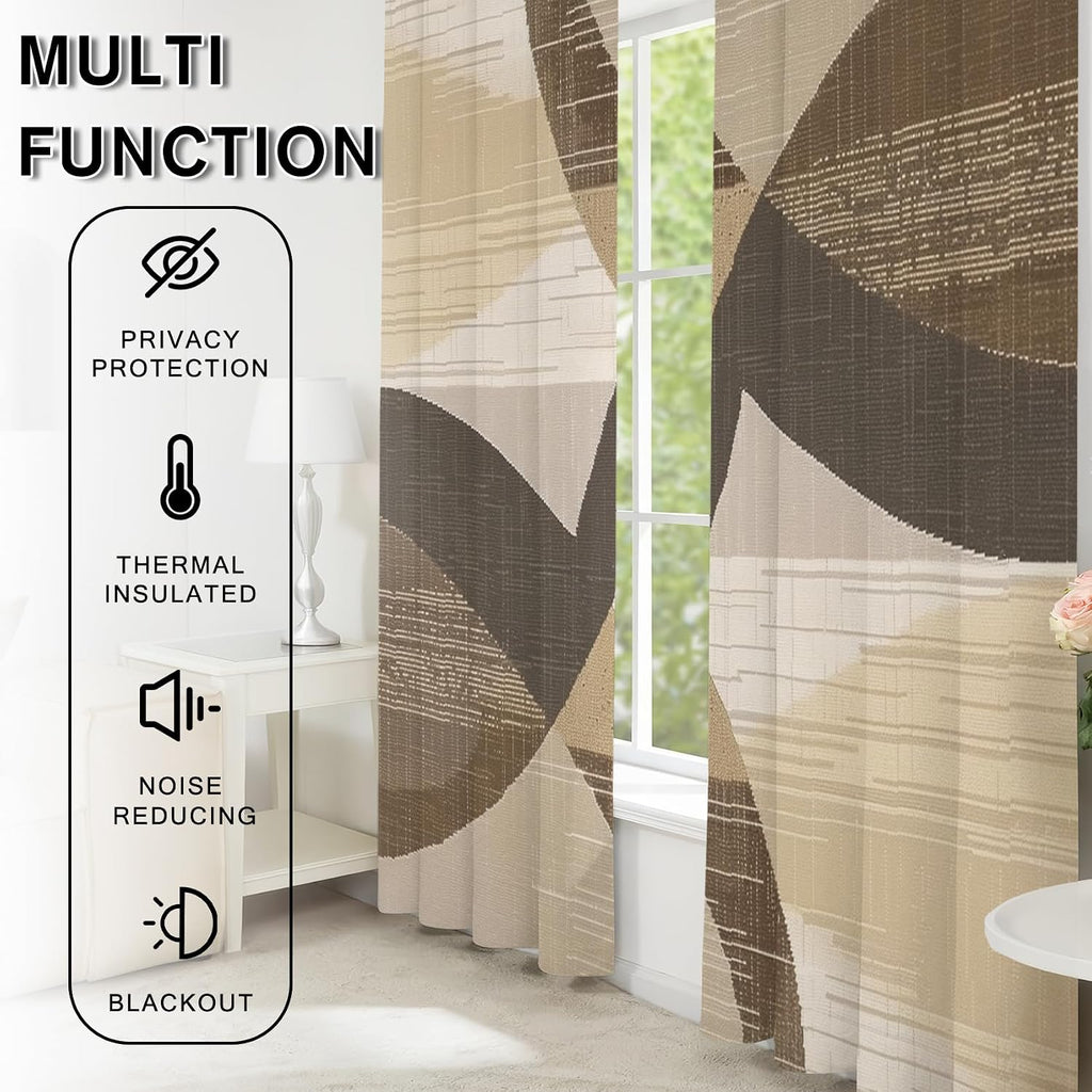 Mid Century Blackout Curtains & Gifts, Thermal Insulated Room Darkening Grommet Drapes for Bedroom Living Room, Minimalist Modern Abstract Window Treatments, 108 Inch Drapes 2 Panel Set