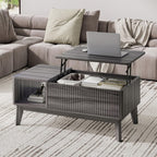 LYNCOHOME Fluted Lift Top Coffee Table with Storage, Modern Coffee Table for Living Room, Home Office(Natural)