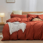 BESTOUCH Cotton Solid Duvet Cover Set Linen Feel Cornflower Blue Queen