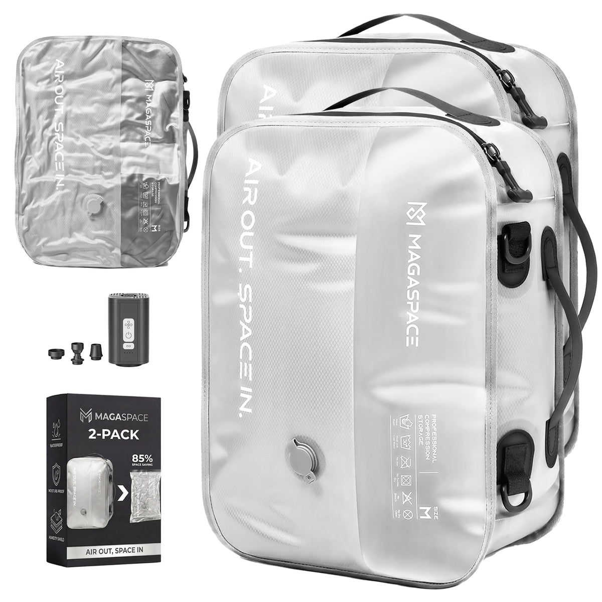 Vacuum Seal Bags for Travel with Pump, 21L Waterproof Compression Bags, Reusable Vacuum Storage Bags for Clothes, Travel Vacuum Kit Gift Set