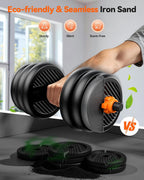 FEIERDUN DS2 Adjustable Dumbbells, 20/30/40/45/70/90lbs Free Weight Set with Connector, 5 in1 Dumbbells Set Used as Barbell, Kettlebells, Push up Stand, Weight Plate, Fitness Exercises for Home Gym Suitable Men/Women