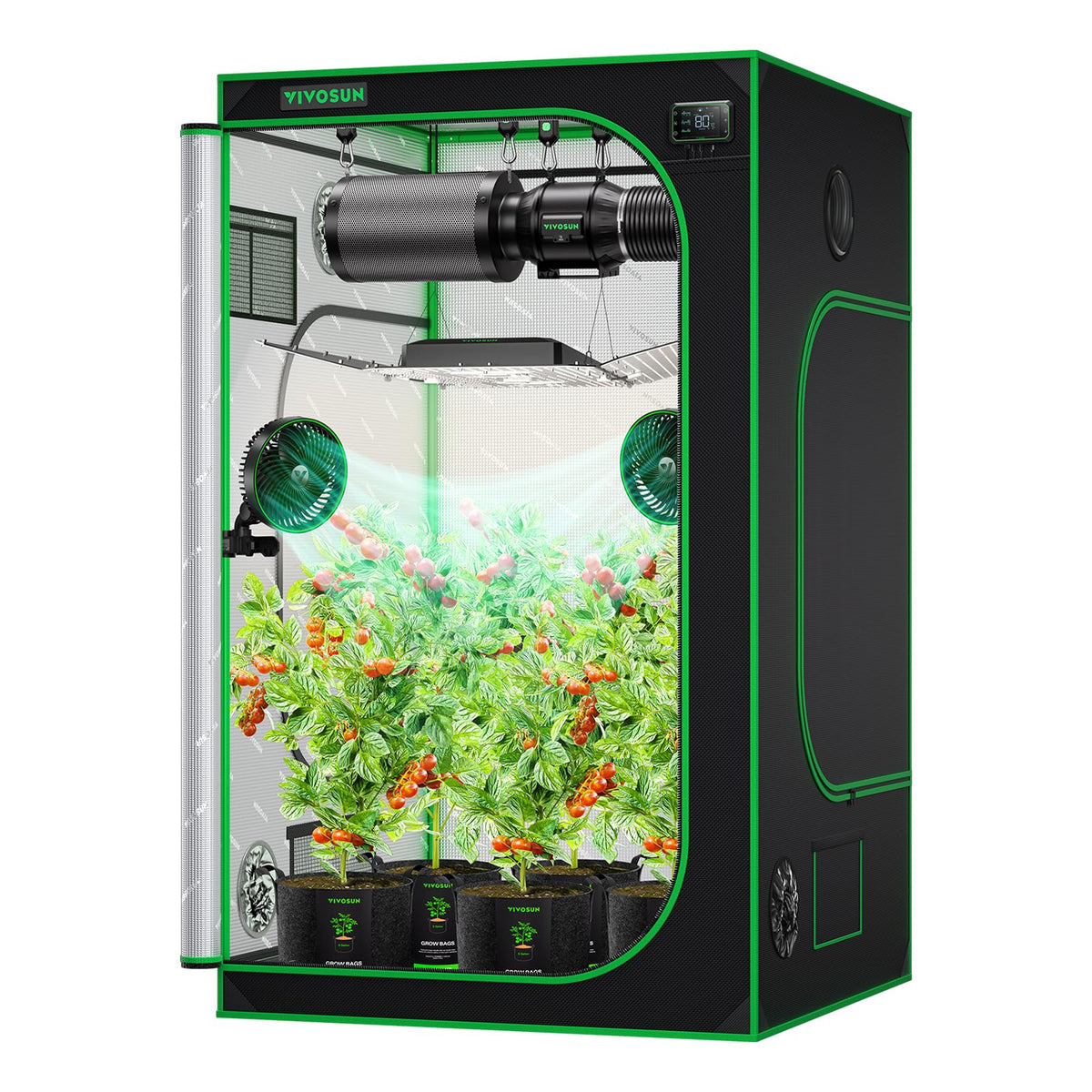 VIVOSUN S448 4x4 Grow Tent 48"x48"x80" Mylar Tent for Indoor Plants