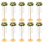 Wedding Centerpieces Silver Vases,10PCS Metal Flower Candle Holder with Sparkling Crystal Beads,Crystal Flower Vase Metal Flowers Stand for Party Tables Decorations (10PCS-Sliver-3)