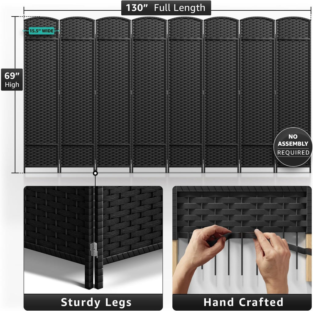 Sorbus Foldable Room Divider, Mesh Privacy Screen (8 Panel, Black)
