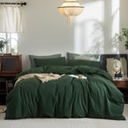 FOSSA Duvet Cover Set 100% Washed Cotton Linen Feel Queen