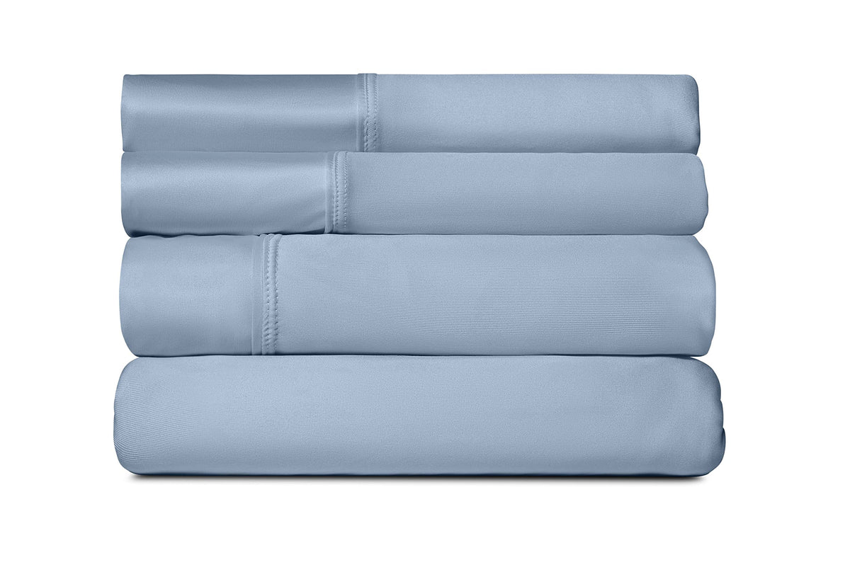 SHEEX Active Comfort Anti-Wrinkle Cooling Sheets, King/Cal King, Blue Sky