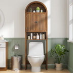 Arched Over The Toilet Storage Cabinet with Fluted Doors, Bathroom Shelf
