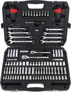 Amazon Basics Mechanic's Socket Tool Set With Case, Metric Sizes, 145-Piece
