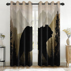 Rustic Farmhouse Cabin Blackout Curtains for Living Room, 96 Inch Long 2 Panels, Woodland Animal Bear Deer Curtains, Retro Country Style Patchwork Plaid Bedroom Window Drapes Treatment